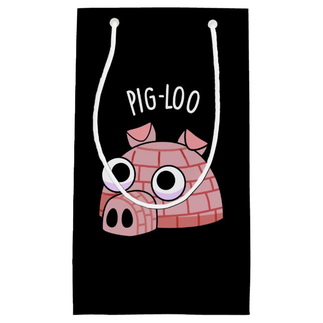 Petit Sac Cadeau Pig-loo Funny Igloo Pun Dark BG (Devant)