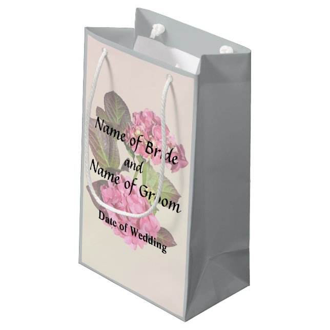 Petit Sac Cadeau Pink Hydrangea With Leaves Wedding Products (Dos Angle)