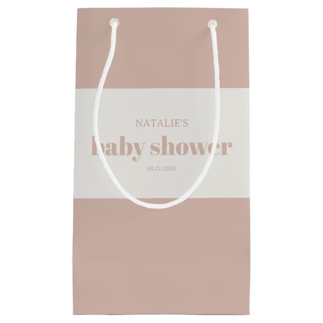 Petit Sac Cadeau Pink Sandstone Typography Baby Shower Favor (Devant)