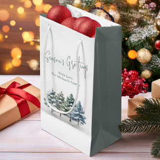Petit Sac Cadeau Pins d'hiver Noël Personnalisé