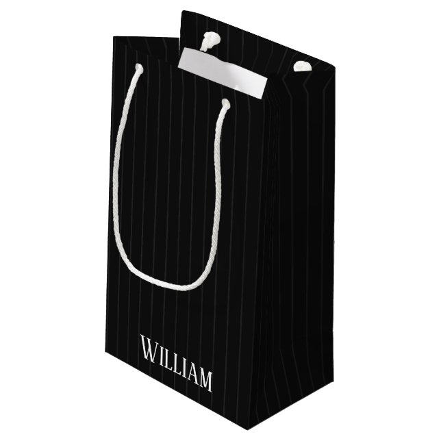 Petit Sac Cadeau Pinstripes noires (Dos Angle)