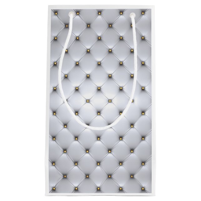 Petit Sac Cadeau Pintuck look blanc et or élégant (Devant)