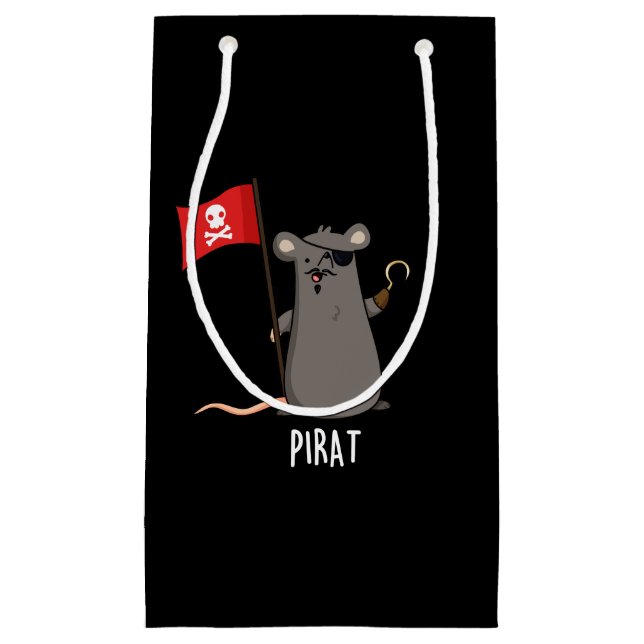 Petit Sac Cadeau Pirat Funny Pirate Rat Pun Dark BG (Devant)