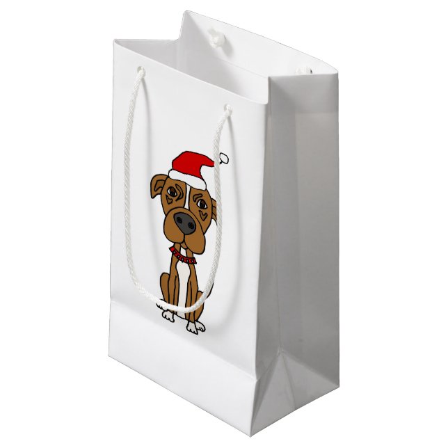 Petit Sac Cadeau Pitbull Brown mignon dans la bande dessinée de (Devant Angle)