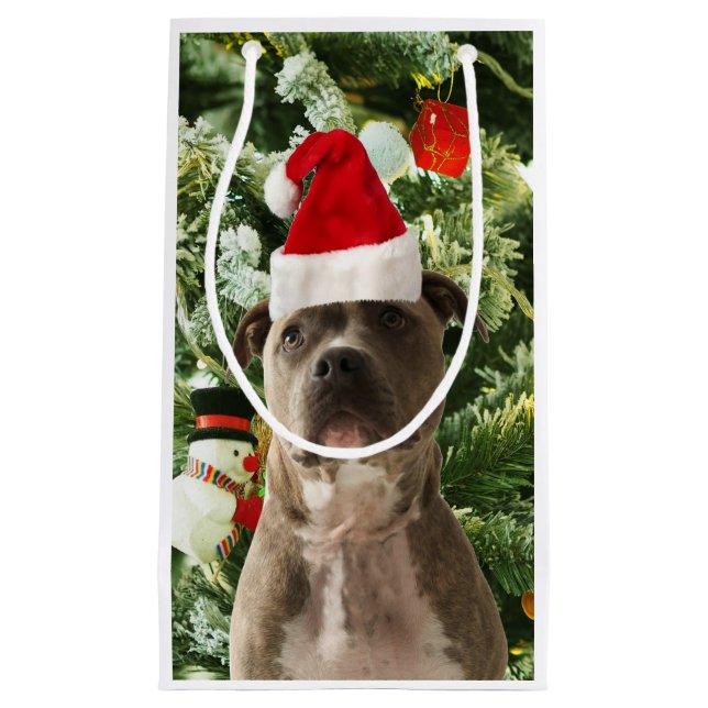 Petit Sac Cadeau Pitbull Chien Arbre de Noël Ornements Snowman