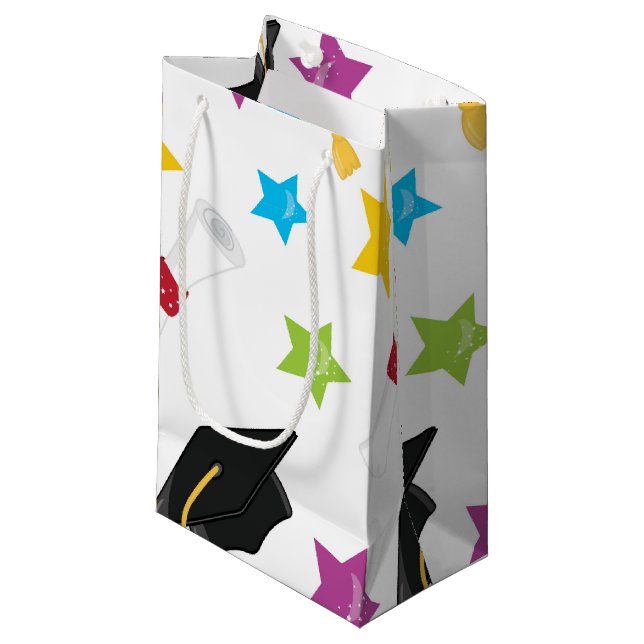 Petit Sac Cadeau Plafond de diplôme et étoiles (Devant Angle)