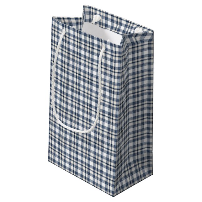 Petit Sac Cadeau Plaid blanc bleu 1 (Dos Angle)