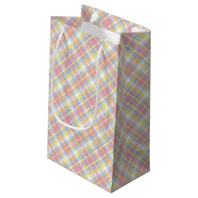 Petit Sac Cadeau Plaid en pastel de rayure (Dos Angle)