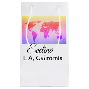 Petit Sac Cadeau Plan du monde ajouter nom texte place pays ville t