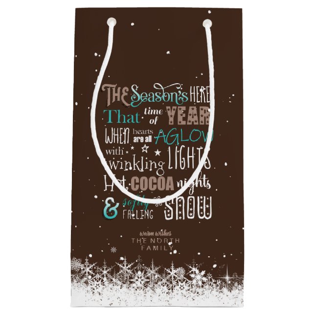 Petit Sac Cadeau Poème de Noël de la saison ID593 (Devant)