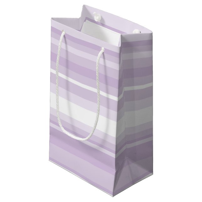 Petit Sac Cadeau Poignée rayures violettes (Devant Angle)