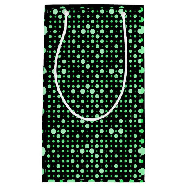 Petit Sac Cadeau Point Polka 02.Vert. BG noir (Devant)