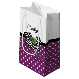 Petit Sac Cadeau Points mignons pourpres Rose vert Chevron Bow avec