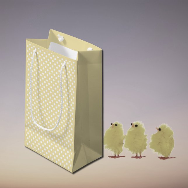 Petit Sac Cadeau points polka dans du beurre jaune (Créateur téléchargé)