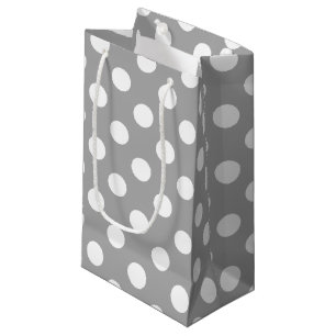 Petit Sac Cadeau Pois blancs sur gris