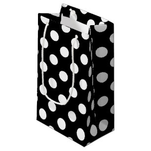 Petit Sac Cadeau Pois blancs sur noir