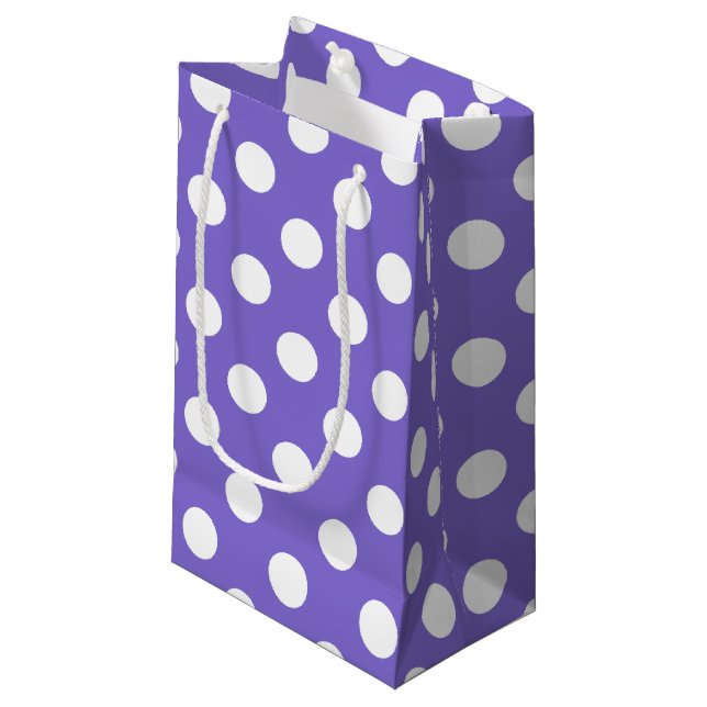 Petit Sac Cadeau Pois blancs sur perwinkle (Devant Angle)