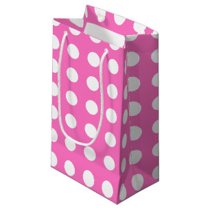 Petit Sac Cadeau Pois blancs sur rose