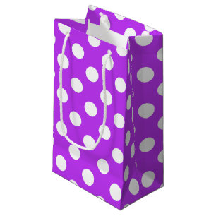 Petit Sac Cadeau Pois blancs sur violet clair
