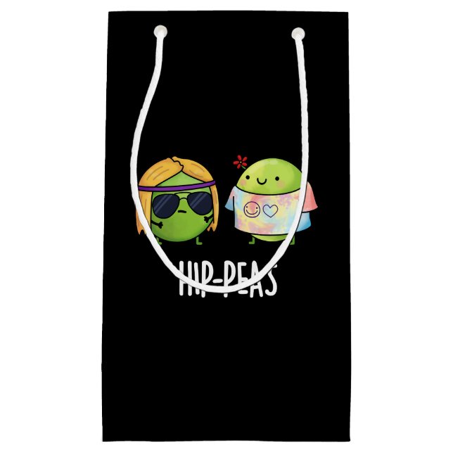 Petit Sac Cadeau Pois de hanche drôle Hippie Peas Pun Dark BG (Devant)