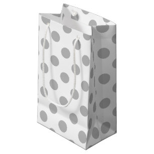Petit Sac Cadeau Pois gris sur blanc