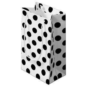 Petit Sac Cadeau Pois noirs en blanc