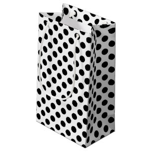 Petit Sac Cadeau pois noirs en blanc