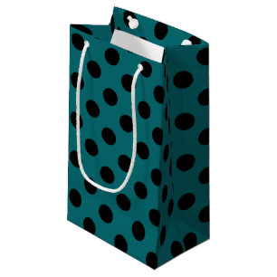 Petit Sac Cadeau Pois noirs en turquoise