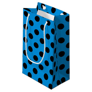 Petit Sac Cadeau Pois noirs sur bleu ciel