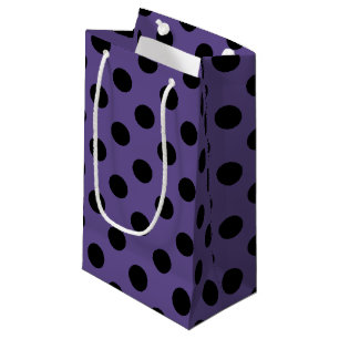 Petit Sac Cadeau Pois noirs sur ultra violet