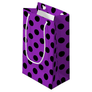 Petit Sac Cadeau Pois noirs sur violet
