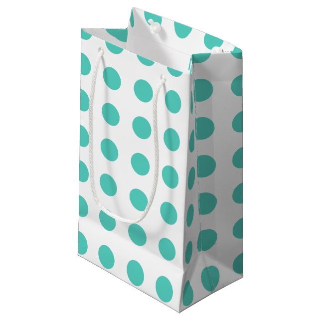 Petit Sac Cadeau Pois turquoise (Devant Angle)