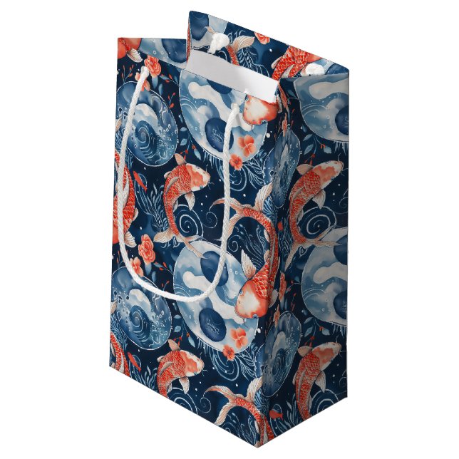 Petit Sac Cadeau Poisson japonais dans l'aquarelle (Dos Angle)