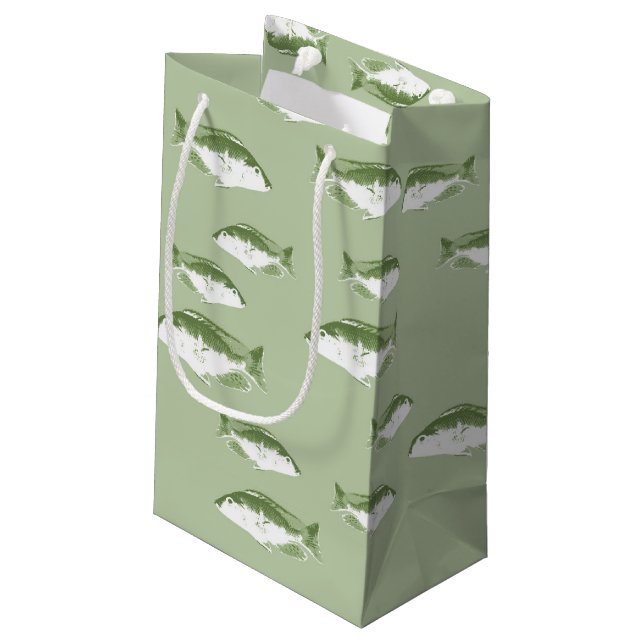 Petit Sac Cadeau Poisson vert olive (Dos Angle)