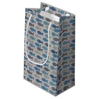 Petit Sac Cadeau Poissons de toile