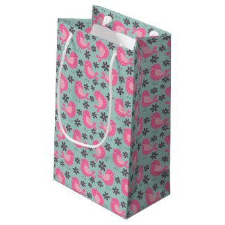 Petit Sac Cadeau Polka Dot Birds and Flowers