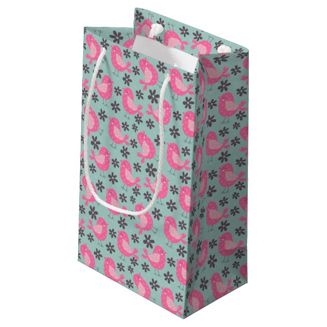 Petit Sac Cadeau Polka Dot Birds and Flowers (Dos Angle)