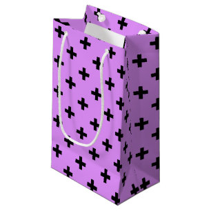 Petit Sac Cadeau Polka noire croise sur lilas