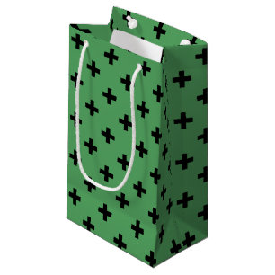 Petit Sac Cadeau Polka noire croise sur vert