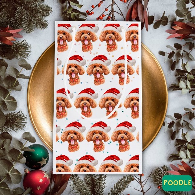 Petit Sac Cadeau Poodle Chien race Étoiles de Noël (Créateur téléchargé)
