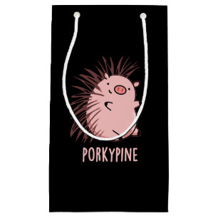 Petit Sac Cadeau Porky pine Funny Porcupine Pig Pun Dark BG