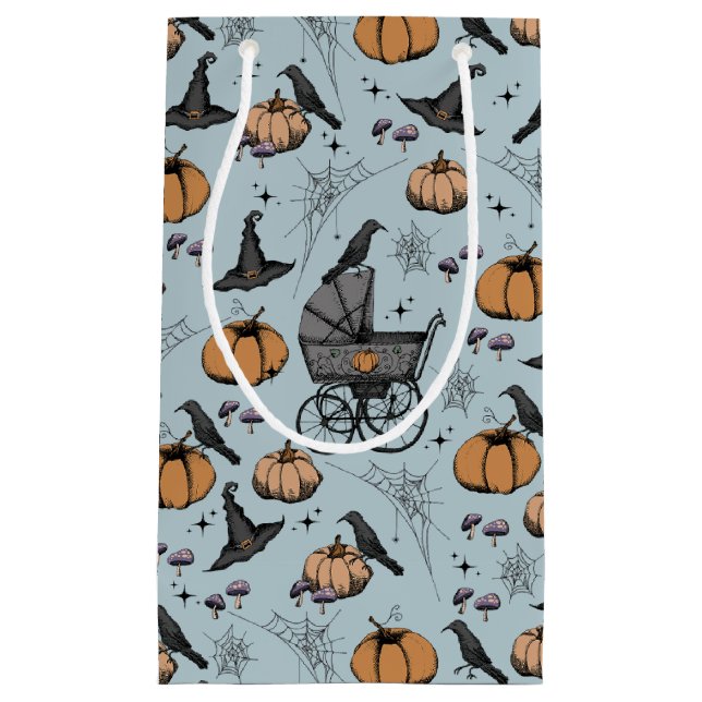 Petit Sac Cadeau Porte-bébé gothique Halloween bleu (Devant)