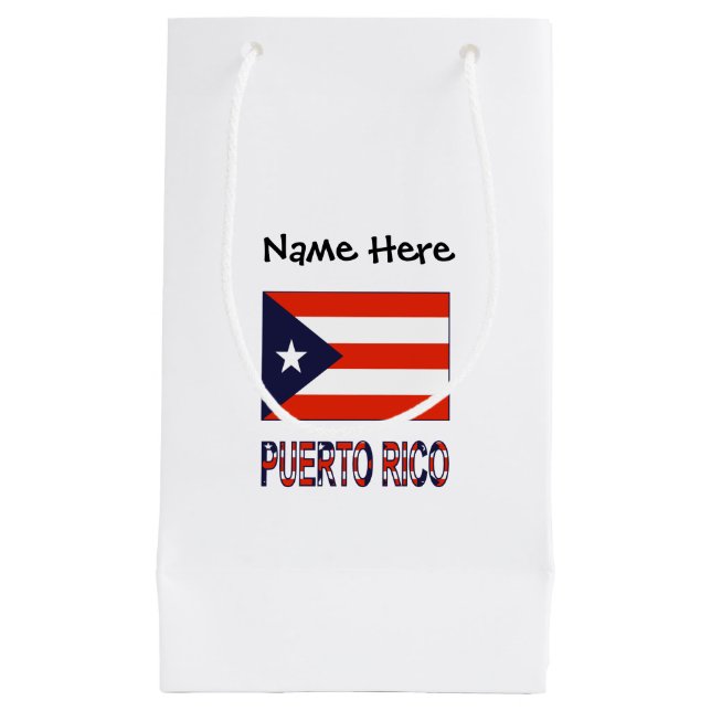 Petit Sac Cadeau Porto Rico et drapeau portoricain avec votre nom (Devant)