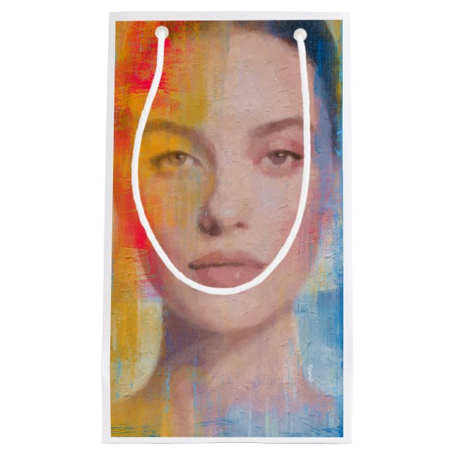 Petit Sac Cadeau Portrait Abstrait Impasto Vibrant (Devant)