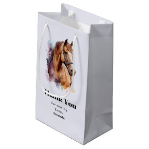 Petit Sac Cadeau Portrait de tête de cheval brun à l'aquarelle Merc