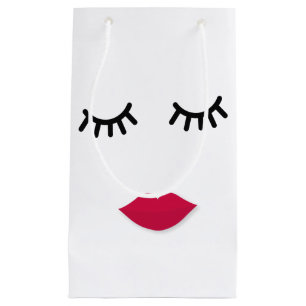Petit Sac Cadeau Portrait doux de fille de mèche et de lèvre roug