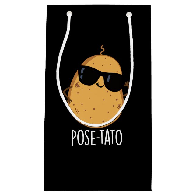 Petit Sac Cadeau Pose tato drôle Pun de pommes de terre Dark BG (Devant)