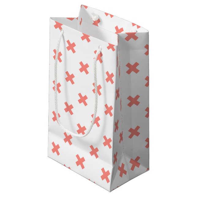Petit Sac Cadeau Poser les points de croix sur blanc (Devant Angle)