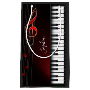 Petit sac cadeau pour piano noir et blanc