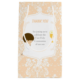 Petit Sac Cadeau Première communion Brunette Hair Boy Merci